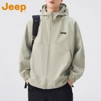 JEEP吉普户外冲锋夹克男士春秋季2025新款登山防风简约上衣外套男