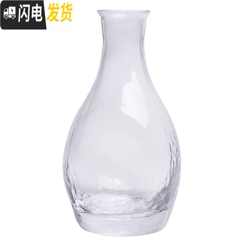三维工匠日式家用清酒梅子酒杯果酒大号白酒杯小杯米酒一口杯锤纹玻璃杯子 和风壶大号送木塞