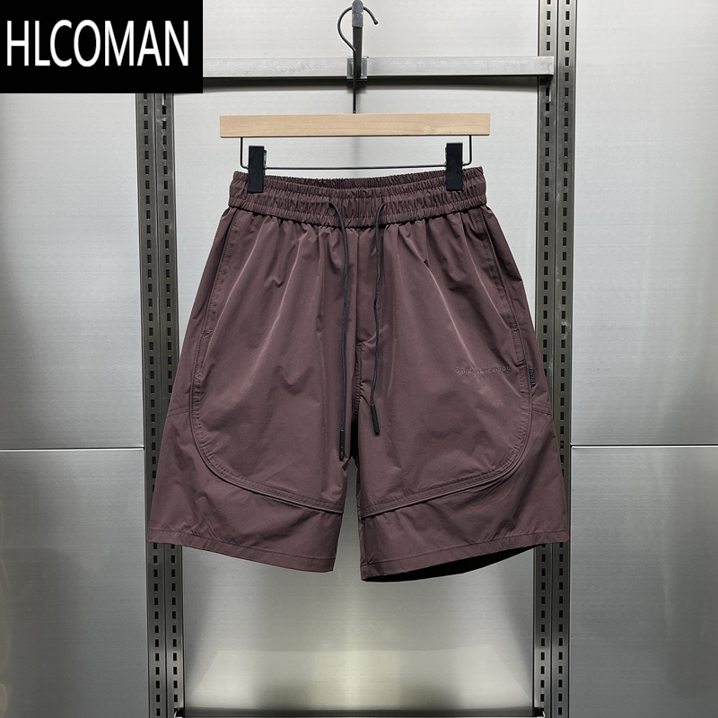 HLCOMAN潮牌轻奢透气休闲短裤男夏季宽松纯色五分裤韩版青年帅气运动裤潮