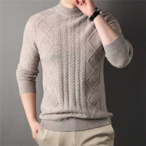 羊毛衫420g加厚纯羊毛男士秋冬季保暖半高领打底针织衫