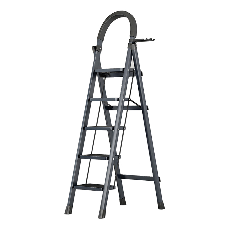 臻远 ZY-T143多功能梯子家用折叠梯室内踏板楼梯 黑色五步梯