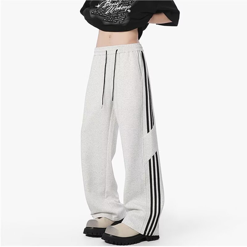 美式条纹卫裤男学生秋季潮牌设计感运动裤子高街百搭裤