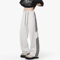 美式条纹卫裤男学生秋季潮牌设计感运动裤子高街百搭裤