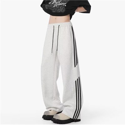 美式条纹卫裤男学生秋季潮牌设计感运动裤子高街百搭裤