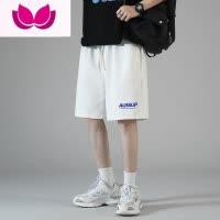 七斓灰色运动休闲短裤男生宽松大码简约潮牌高街卫裤五分裤子夏季薄款