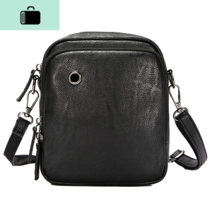 潮流时尚男挎包男士单肩包韩版皮质小背包单肩包新款斜挎包男包包NEW LAKE 黑色 黑色