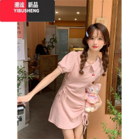 YIBUSHENG短袖polo衫翻领连衣裙女2024季新款小个子减龄休闲运动T恤裙子
