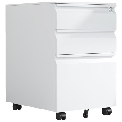 苏宁 质凡 文件柜活动柜推拉矮柜带轮白色鹅颈拉手/ZF-HDG006/390*500*600mm