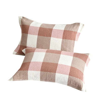 婵思 复古大格枕巾对装