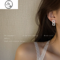 JiMi精致锆石方形耳钉耳环女夏季ins轻奢小众设计高级感气质耳坠耳饰