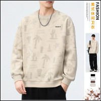 秋冬加绒卫衣男款青少年休闲男装上衣新款圆领加厚长袖T恤男