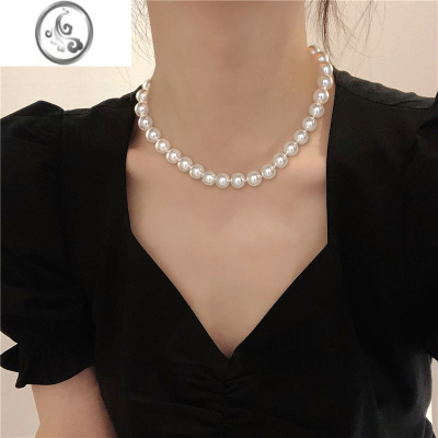 JiMi韩国施家正圆珍珠锁骨链女2023年新款潮轻奢气质项链女高级感颈链
