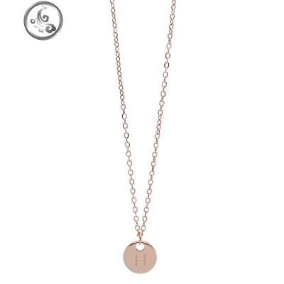 不色简约小众h字母锁骨链网红圆牌项链女ins简约鼠年 JiMi