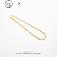 夜店酒吧舞台 钢骨链扁形钢金银色款蛇骨链 钛钢项链潮男项链挂饰 JiMi