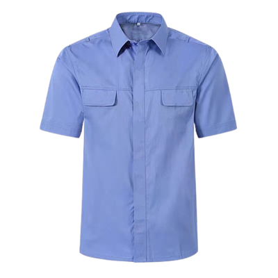 天富星新款商务制服短袖衬衣工作服 蓝色 件