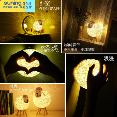 希杰狮王创意ins台灯卧室床头柜北欧小小夜灯婴儿喂奶护眼儿童房月子灯大号粉色遥控开关灯具