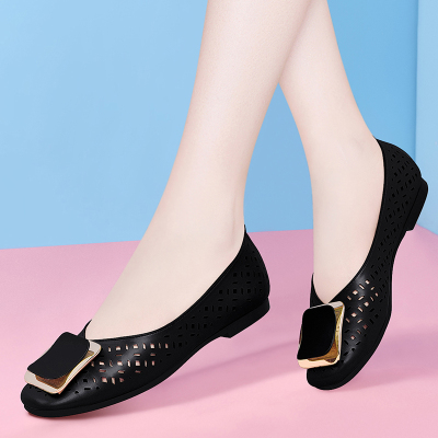 盾狐平底单鞋女新款百搭仙女鞋镂空鞋子豆豆鞋浅口女鞋潮利德尚品98125