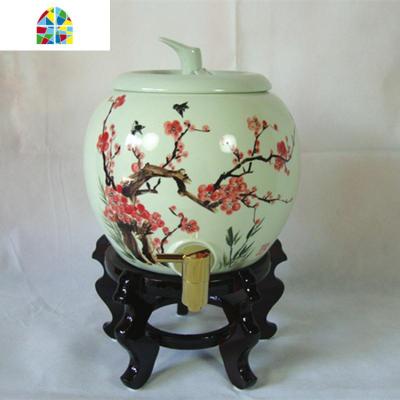 5升手画冷水壶带龙头装开水 汗蒸室凉瓶大容量家用可高温泡茶 FENGHOU 配龙头*拍下备注图案绿凉水壶