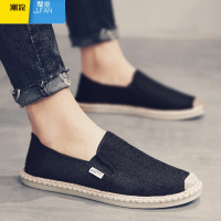 聚范夏季透气老北京布鞋2024新款男鞋一脚蹬休闲百搭帆布板鞋黑色潮鞋