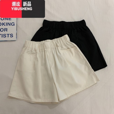 YIBUSHENG季松紧腰阔腿短裤女宽松百搭直筒休闲裤绿色清爽阔腿裤天热裤