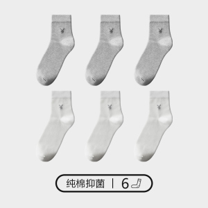 花花公子袜子男士中筒纯棉短袜夏季薄款长袜全棉新款吸汗透气春秋