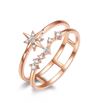 GZUAN古钻漫漫星河18K金镶钻石双层戒指/钻戒女士结婚求婚戒指J1834