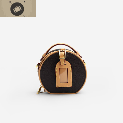 定制复古迷你小圆包网红款2020新款mini圆饼包单肩斜挎小包包艾狄伊娃斜挎包男棕色（先货）先拍先发