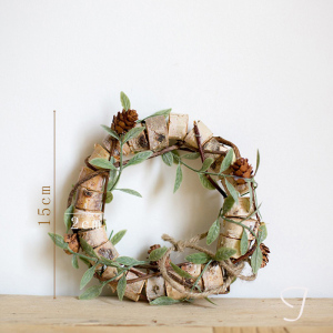 家柏饰(CORATED)树藤花环 柳条树枝桦木花环实木手工艺品墙面装饰DIY I桦木圆片穿花环小 干树枝