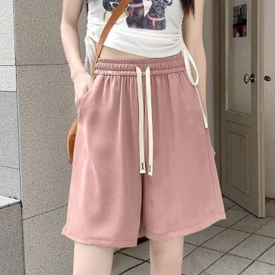 纯色新款薄款垂感运动短裤女春秋季小个子宽松高腰显瘦五分裤