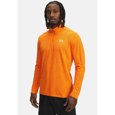 Under Armour男士长袖运动T恤透气舒适清爽太阳橙色健身上衣
