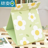 敬平小镜子ins风女心折叠小学生宿舍便携桌面可立台式大号梳妆化妆镜 绿底花花-4XR便携式用镜