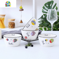 可爱好看的骨瓷盘子碗碟套装家用创意日式早餐吃饭碗餐具组合 FENGHOU 2碗2盘2勺2筷