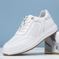 [免系带]头层牛皮凉鞋男鞋夏季透气白色镂空洞洞小白鞋板鞋男款