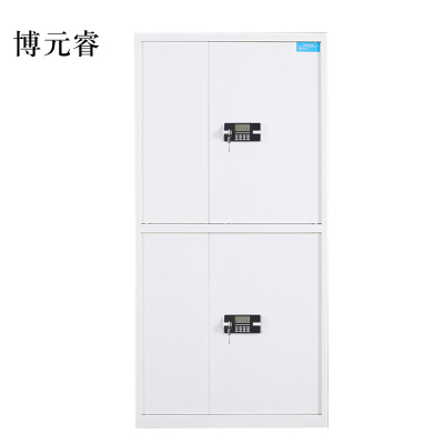博元睿保险柜铁皮资料柜矮柜办公室储物柜通双节白色密码锁900*420*1850