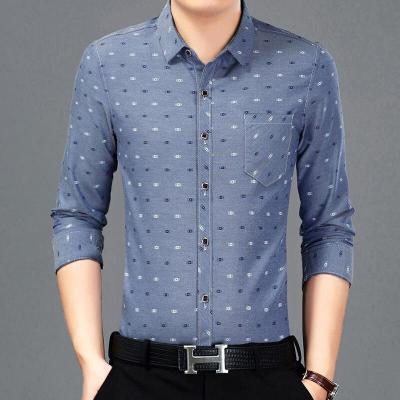 梵克公牛2021春季新款薄款男式长袖衬衫商务衬衣时尚修身青年衬衫官方男装