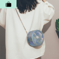 今年流行七彩亮片包包女2020新款网红斜挎小圆包小清新学生单肩包NEW LAKE 蓝色女斜挎包