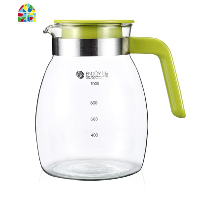 冷水壶玻璃凉水壶带刻度大容量套装防爆耐热家用可高温凉水杯 FENGHOU 梯形冷水壶PY-1432