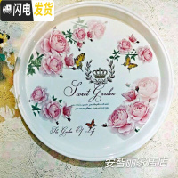 三维工匠圆形茶盘托盘家用杯盘现代简约客厅密胺塑料放茶杯水杯茶具的盘子 皇冠圆小号直径32CM*2cm