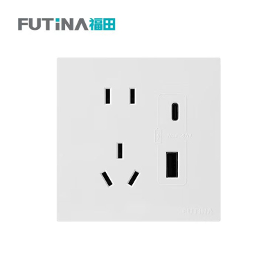 福田 开关插座 大面板家用墙壁插座面板 5孔2位USB10A 单位:个