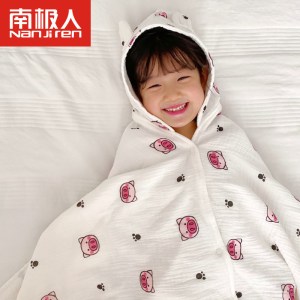 儿童浴巾斗篷带帽棉纱布洗澡柔吸水速干沙滩游泳披肩浴袍