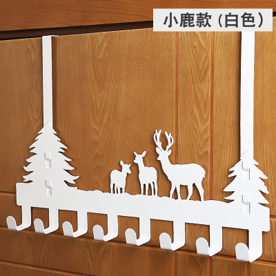 挂钩无痕粘钩门后挂钩挂衣架创意置物架-小鹿8钩白色-