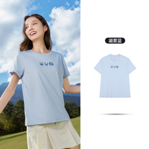 361°运动短袖女夏季新款速干透气宽松上衣圆领短T休闲印花T恤