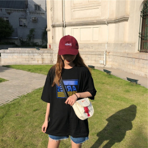 字母印花短袖T恤女夏装韩国新款宽松打底衫女装上衣