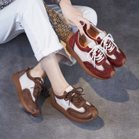 真皮软底复古阿甘鞋女春季新款小众百搭运动休闲鞋子