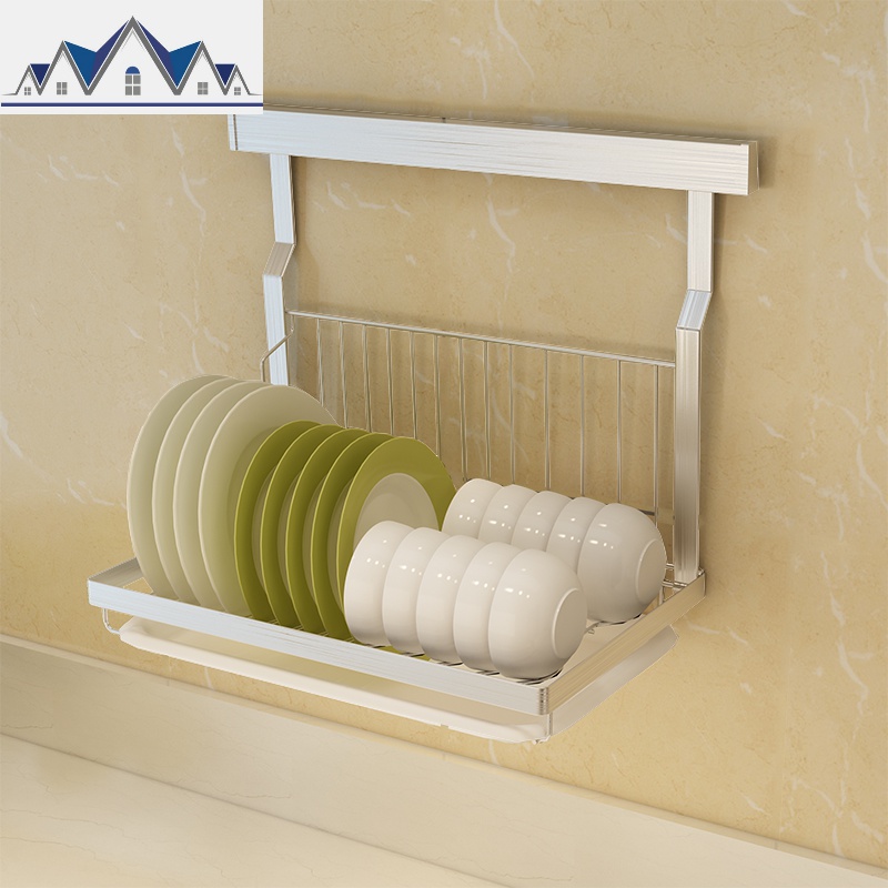 免打孔304不锈钢厨房挂件厨具沥水碗碟架厨房墙壁五金挂架置物架 三维工匠