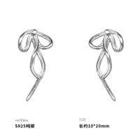 925纯银蝴蝶结飘带耳钉女耳环耳饰个性时尚小众简约设计新送女朋友老婆情人节七夕生日礼物