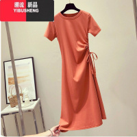 YIBUSHENG2024装新款ins潮连衣裙收腰显瘦心机设计感洋气韩版t恤裙子女