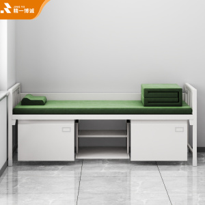 精一博诚加厚士兵床钢制宿舍士官铁床加厚内务单人床带鞋柜 1.2米单人床