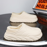 秋冬季情侣款棉拖鞋轻便居家舒适经典厚底包头休闲加绒保暖棉鞋