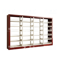 臻远 ZY4072639 钢制书架红色转印图书馆书架资料架 双面6层一列四组 3700*450*2000